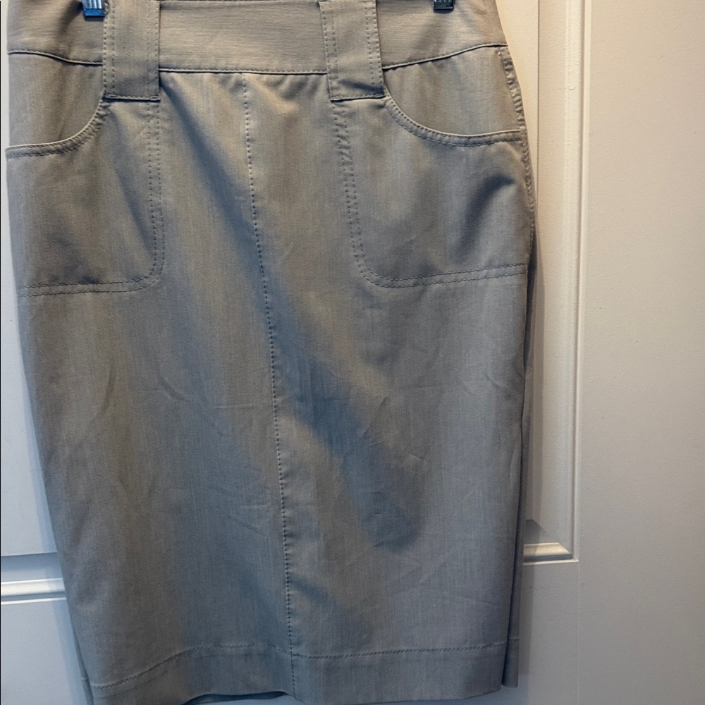 Grace Elements Gray Pencil Skirt with Front Patch Pockets